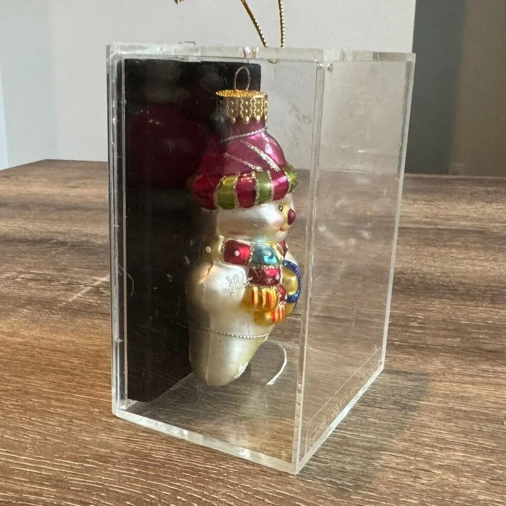 Christmas Snowman Glass Ornaments.